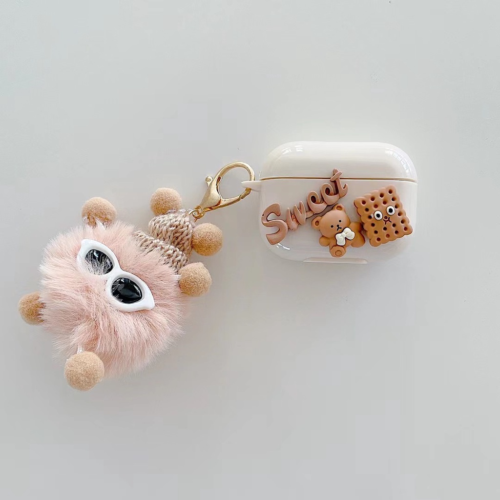 Vỏ Bảo Vệ Hộp Sạc Tai Nghe Bluetooth airpods 1 2 3 pro Bằng tpu Mềm Hình Quái Vật Bánh Quy Nhồi Bông Dễ Thương