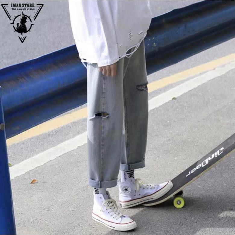 Quần Jean baggy nam rách gối+ rách cạnh mã RGC- 01 hot 2022