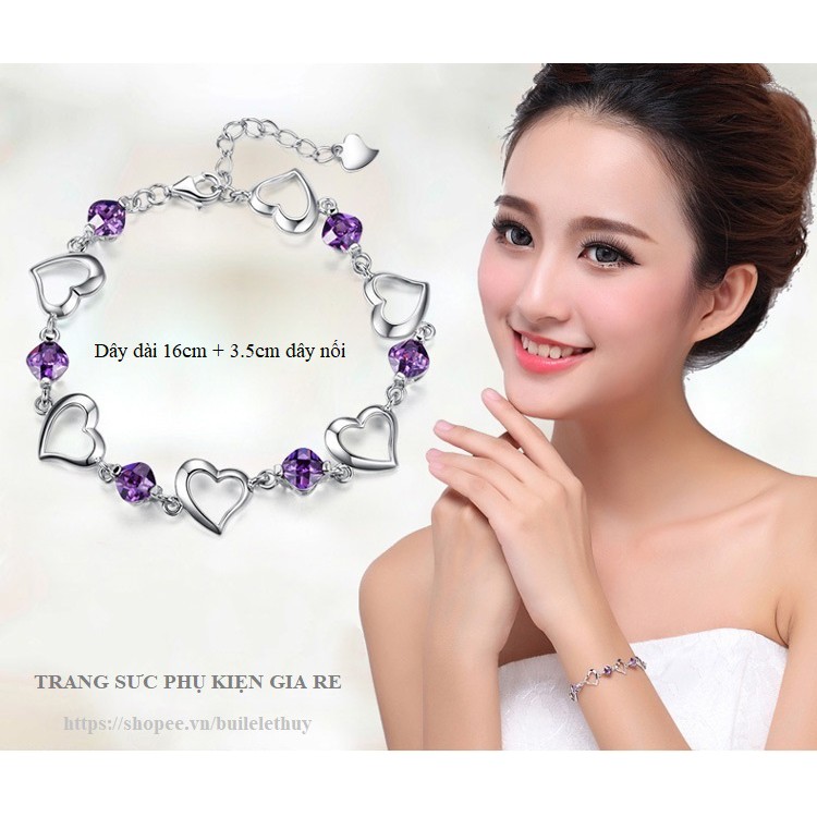 Vòng tay trái tim phong cách Hàn bạc ý 925-LT29