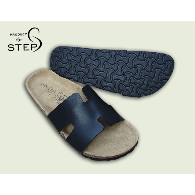 Dép đế trấu Unisex Da tổng hợp  quai chữ H