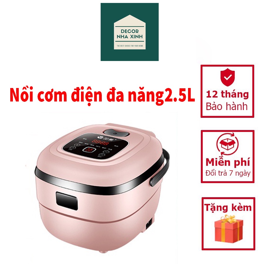 Nồi cơm điện đa năng 2.5L màn hành led JIASHI cho 1-4 người ăn, 8 chức năng có hẹn giờ 24 tiếng, ruột dày dặn chống dính