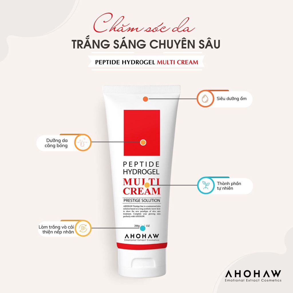 Kem đỏ  Peptide Hydrogel Ahohaw , Kem đa chức năng cung cấp dưỡng chất, phục hồi chống lão hóa
