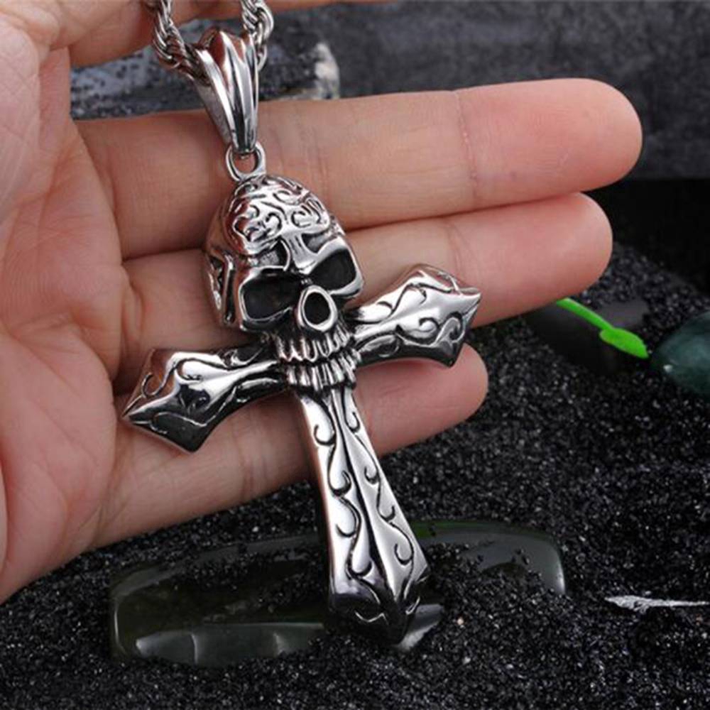 New listing skull crossbones domination male chain necklace titanium steel chain necklace