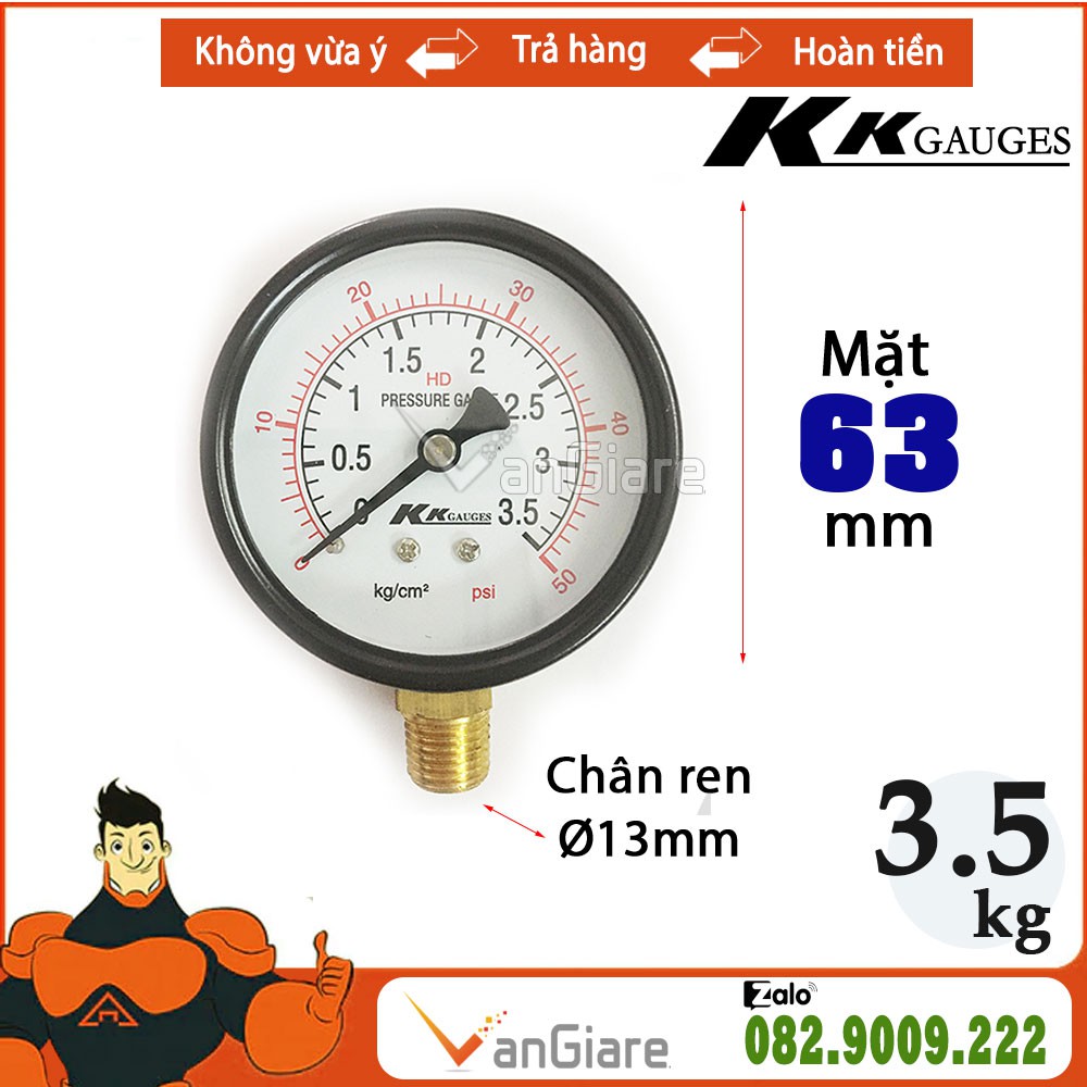 Đồng hồ đo áp suất 3,5kg KK gauge