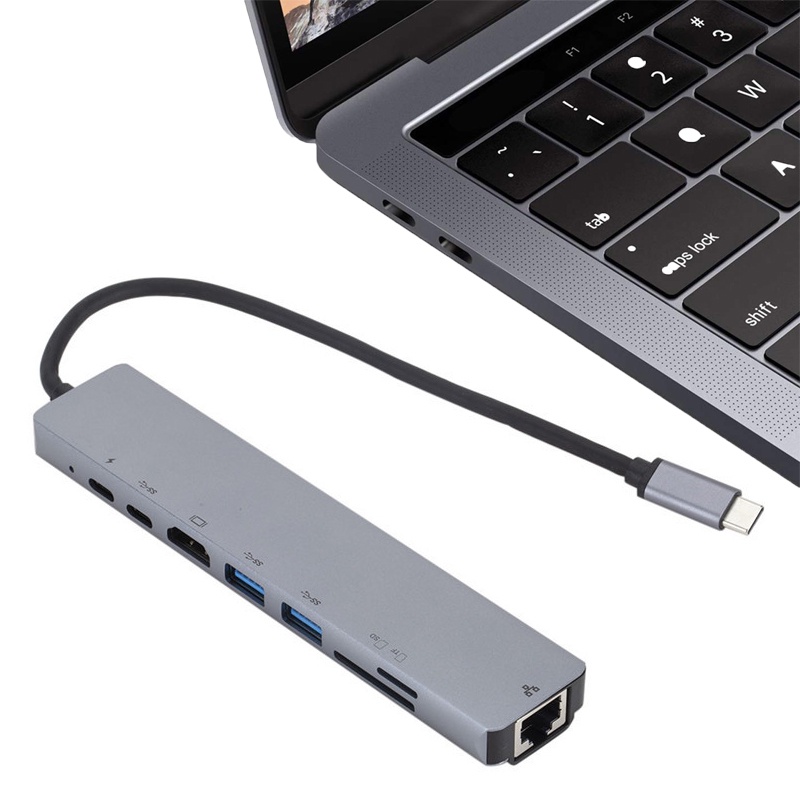 HUB USB TypeC ra 6 cổng HDMI/RJ45/USB 3.0/TypeC cho laptop táo, XPS 60236 - Hồ Phạm