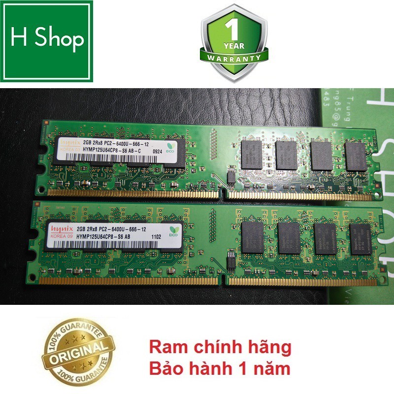 Ram PC DDR2 (PC2) 2Gb bus 800 - 6400s, hiệu HYNIX (Hyndai Electronic) bảo hành 12 tháng