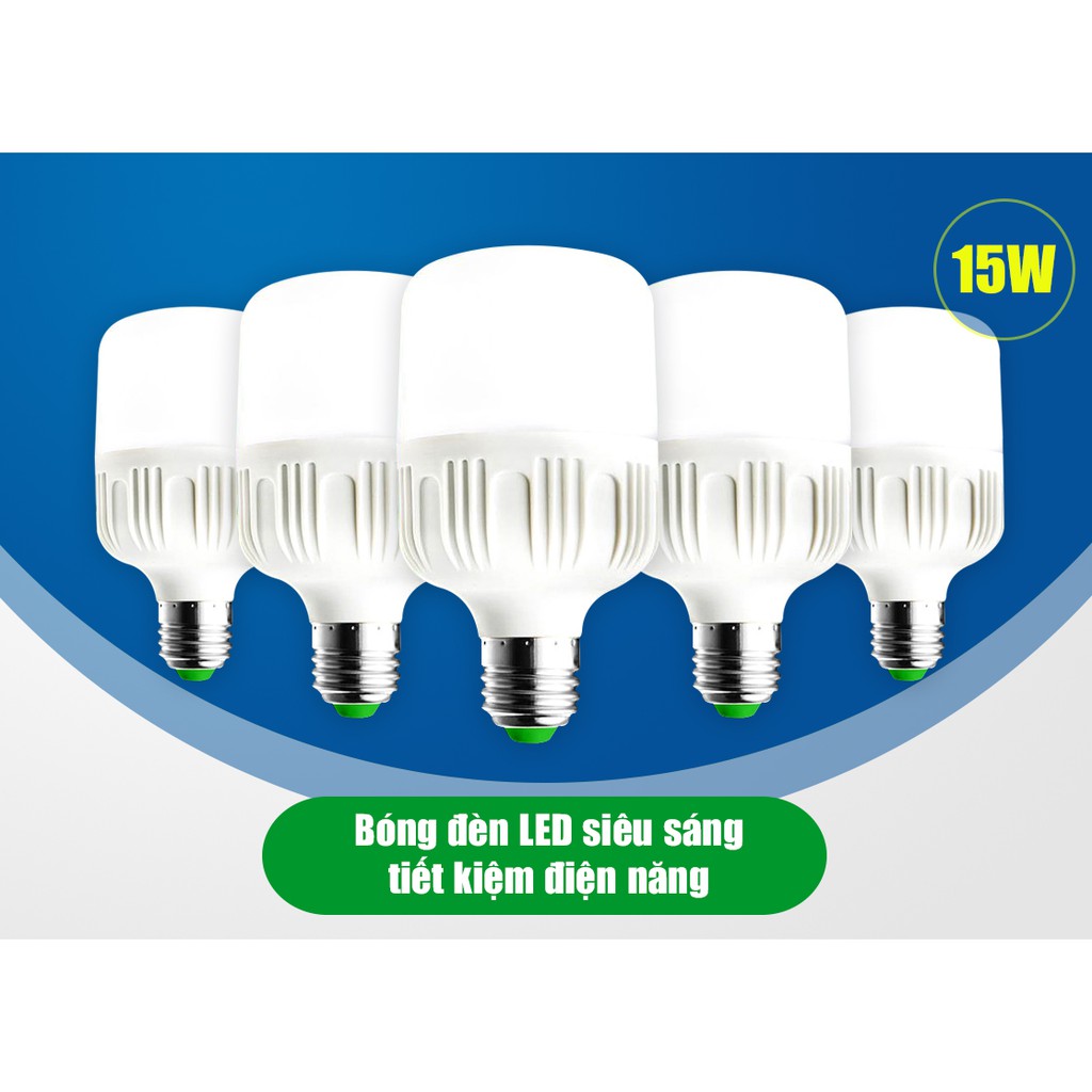 Bộ 5 bóng đèn LED tiết kiệm điện siêu sáng, siêu bền công suất 15W Kawachi