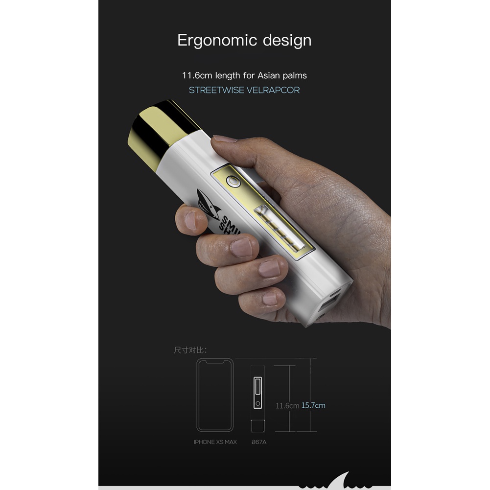 Mini Torchlight Đèn Pin Sạc Usb Pha Đèn Bên Hông 1200 Mah Di Động Đi Bộ Đèn Chiếu Sáng Ngoài Trời