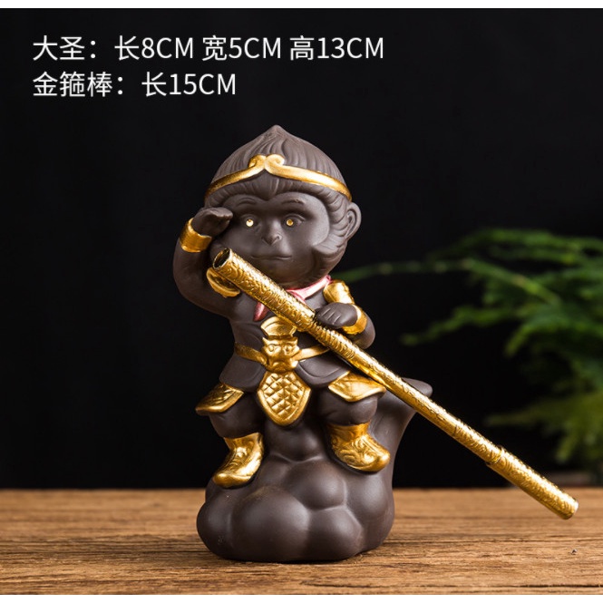 Tượng tôn ngộ không tề thiên đại thánh cưỡi mây gốm cát tím