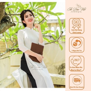 Áo Dài Trắng Truyền Thống, Màu Trắng, Lụa Chiffon Cao Cấp, Không Nhăn, Không Xù