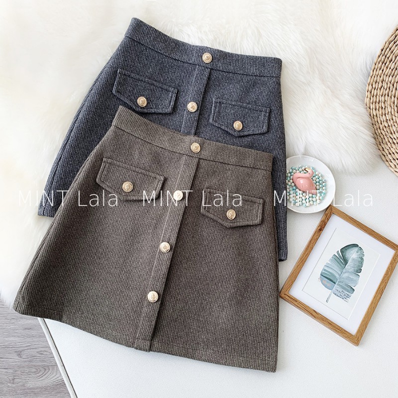 Chân Váy Len Ngắn Chữ A Đính Cúc Thanh Lịch - MINT Lala | BigBuy360 - bigbuy360.vn