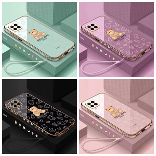 VIVO V23 5G V23e Y15S Y15A Y12 Y15 VIVO Y20 Y12S Y21 Y33S Y21A Y21S Y33T Y50 Y30 Y30i Y21T Y20S Y20i Y20S G Y17 Y72 5G Y52 5G Y51 Y76 5G Y31 Y51A Y53S Y53 Y33 Y51S Straight edge 90° electroplating cartoon bear anti-fall mobile phone case