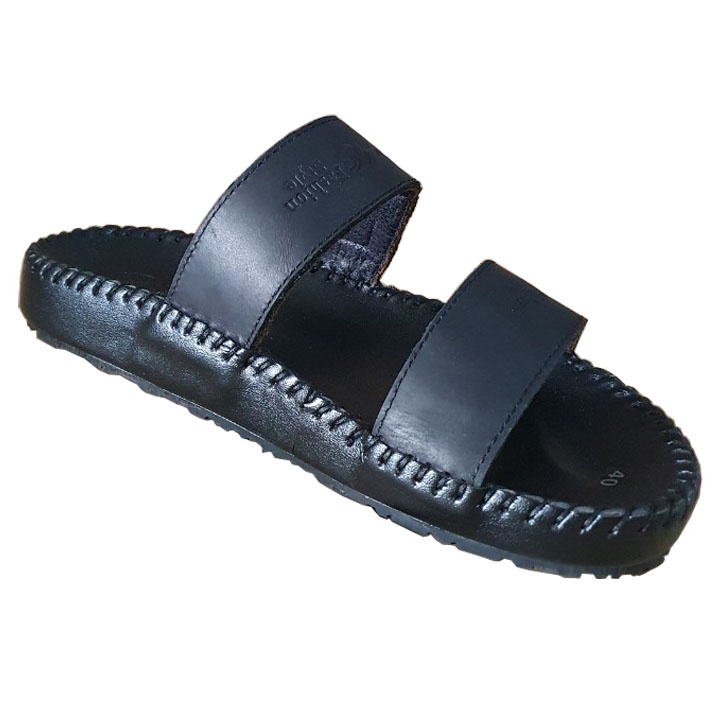 Dép nam da bò may viền quai ngang Trường Hải D120 FORM NHỎ HƠN 1 SIZE