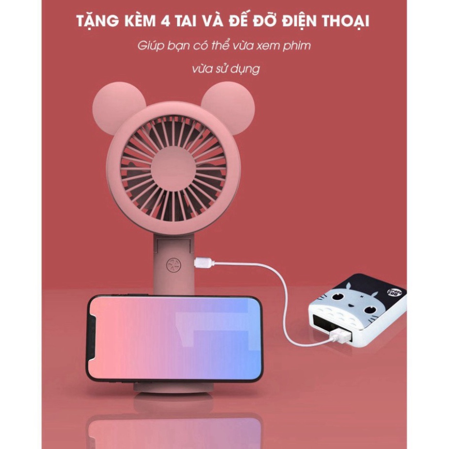 [ TẶNG KÈM TAI ] Quạt tích điện cầm tay 3 tốc độ IMEBOBO pin cực trâu, kèm sạc USB siêu dễ thương