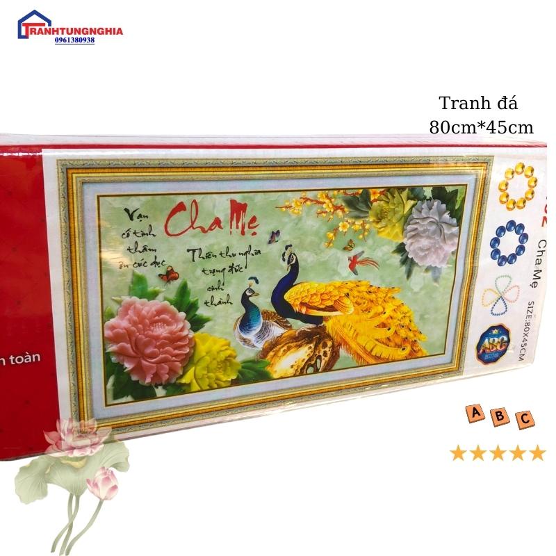 Tranh đính đá ABC tự làm CHA MẸ. Kích Thước: 80cm x 45cm