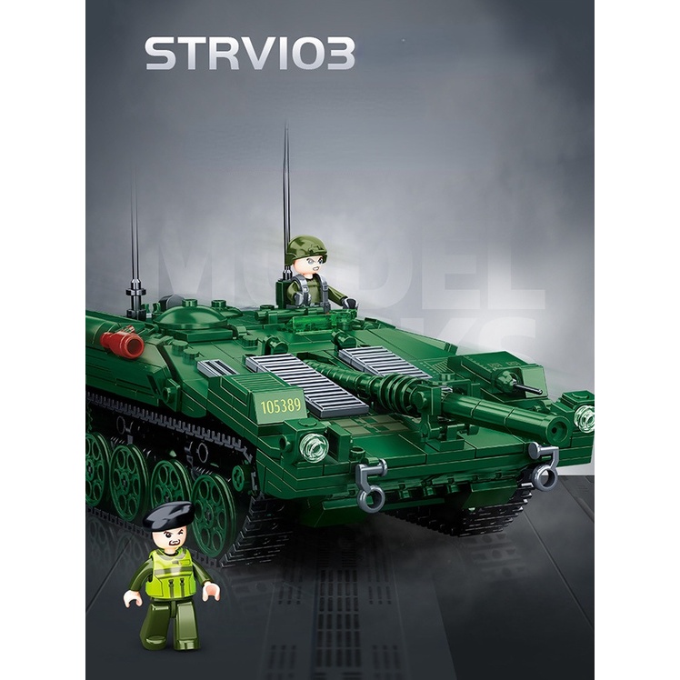 Bộ 692 Mô Hình Xe Tăng MOC WW2 STRV-103 Cho Bé