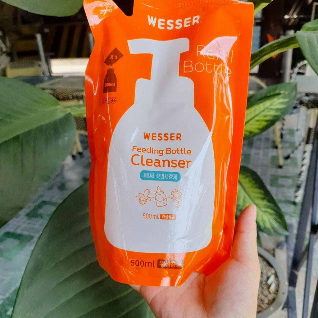 NƯỚC SÚC GÓI BÌNH SỮA WESSER CHAI VÀ TÚI 500ML