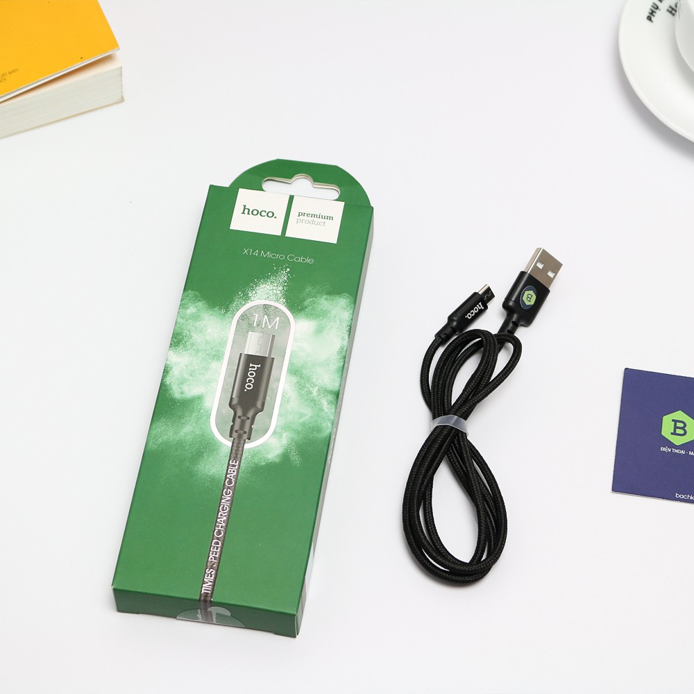 Dây sạc Samsung, Cáp sạc Hoco micro X14 chính hãng - dây dù, khó đứt, dài 1m