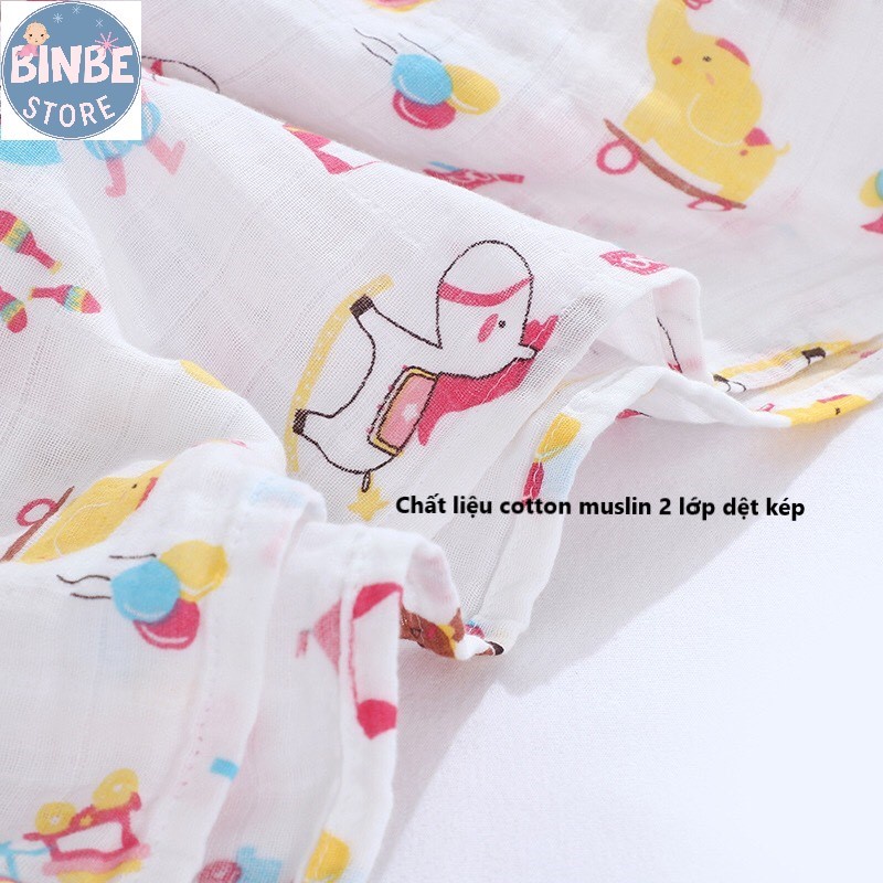 Khăn tắm cho bé, Khăn quấn bé sơ sinh Muslin đa năng size 110*120 mềm mại, thấm nước tốt