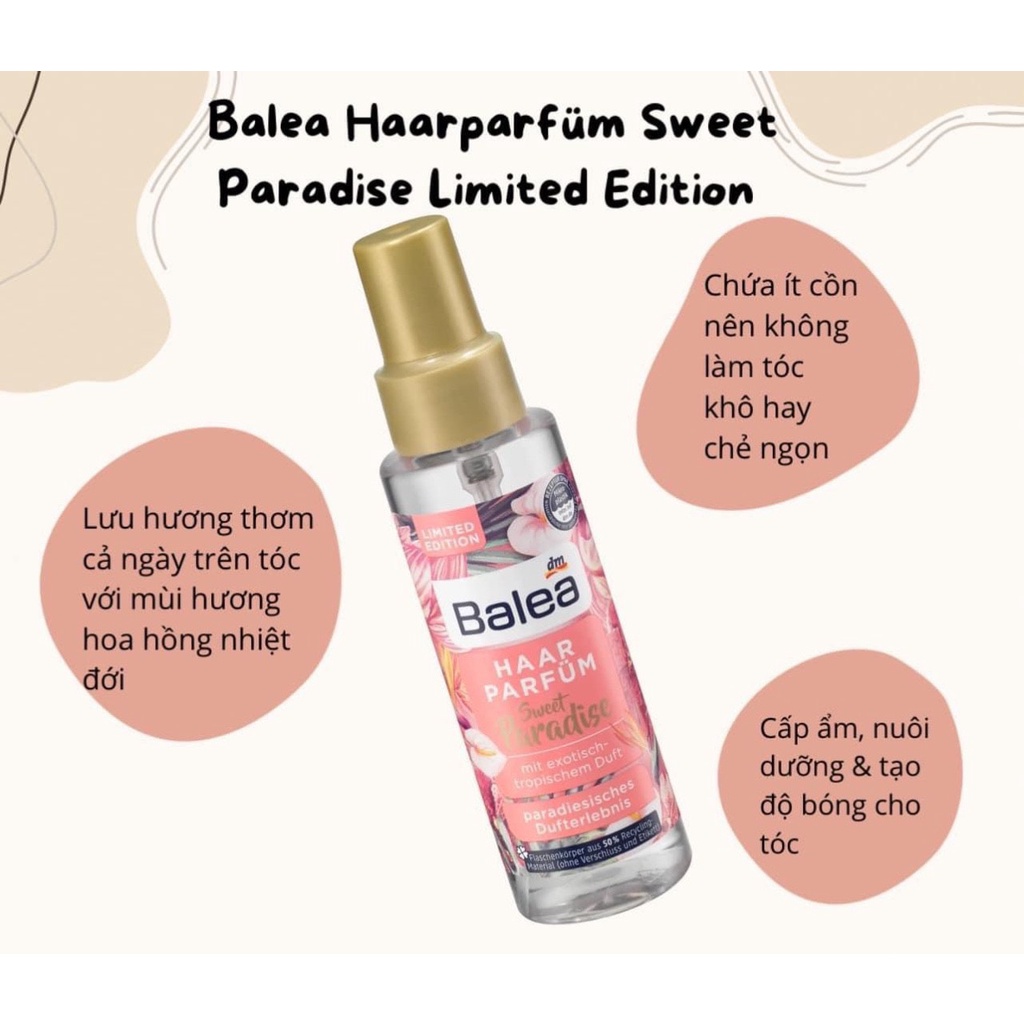 Gội khô + Xịt thơm tóc Balea Sweet Paradise
