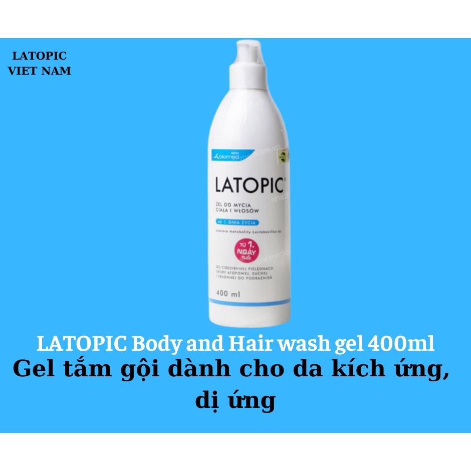 LATOPIC Body and Hair Wash Gel 400mL - Gel tắm gội dành cho da kích ứng, dị ứng