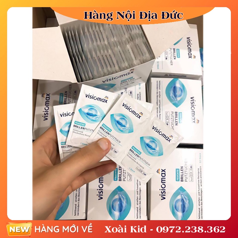 Khăn lau kính Visiomax hộp 52 tờ khăn giấy , lau sạch nhờn vân tay bụi bẩn trên mắt kính điện thoại laptop máy ảnh