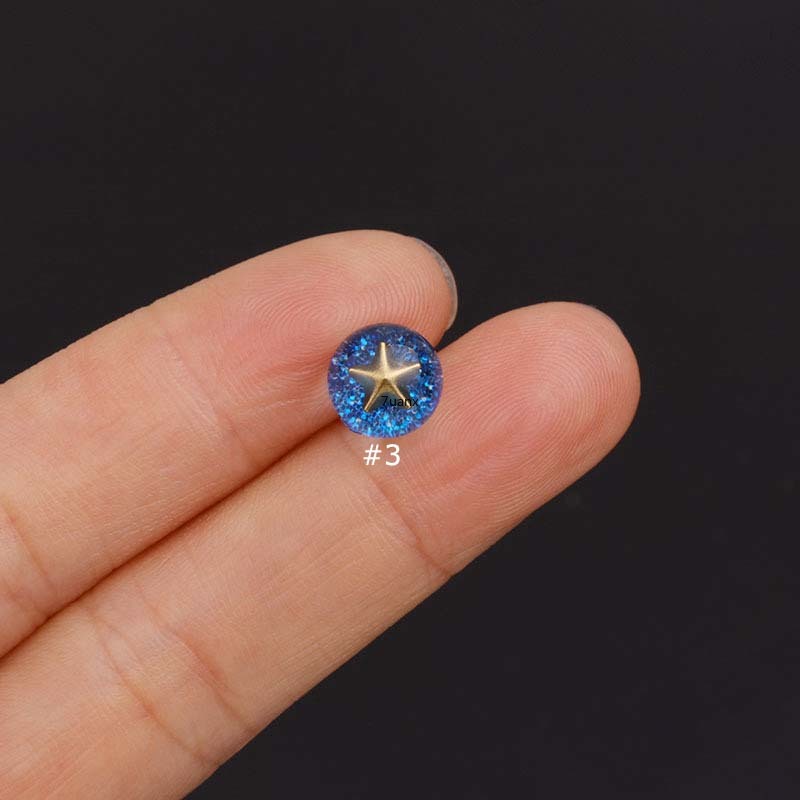 1 Chiếc Hoa Tai Dài 6mm Bằng Thép Không Gỉ Đính Pha Lê