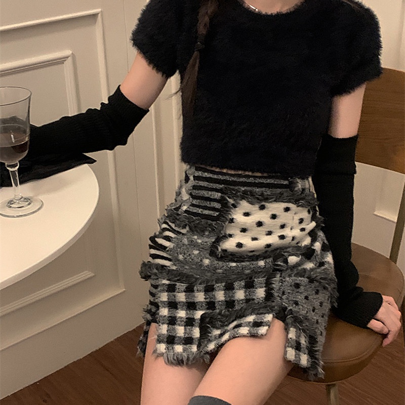 Chân váy len lưng cao dáng ôm thời trang thu đông cho nữ