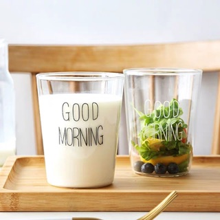 Ly thuỷ tinh good morning (màu đen)