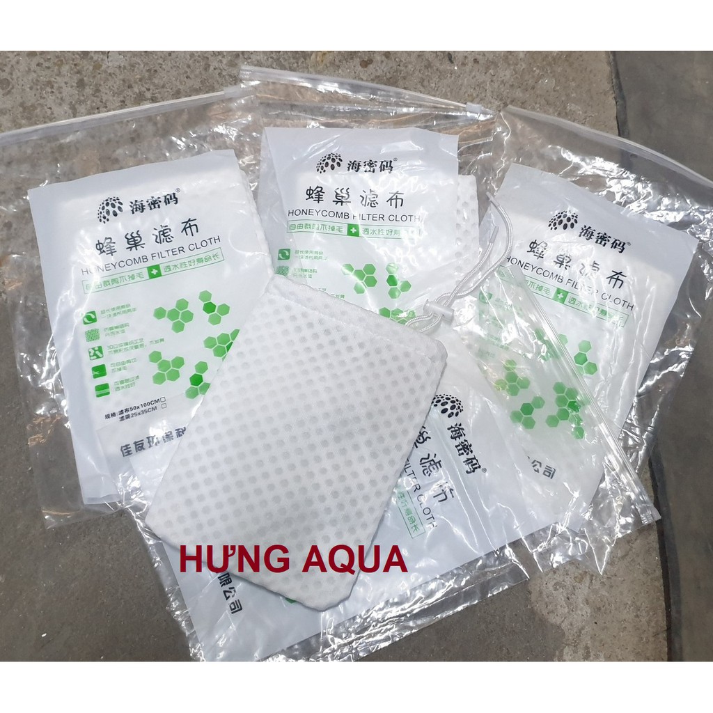 Túi lọc hồ cá - túi lọc hồ cá 3D lưới tổ ong cao cấp giữ cặn cho hồ cá cảnh có dây rút