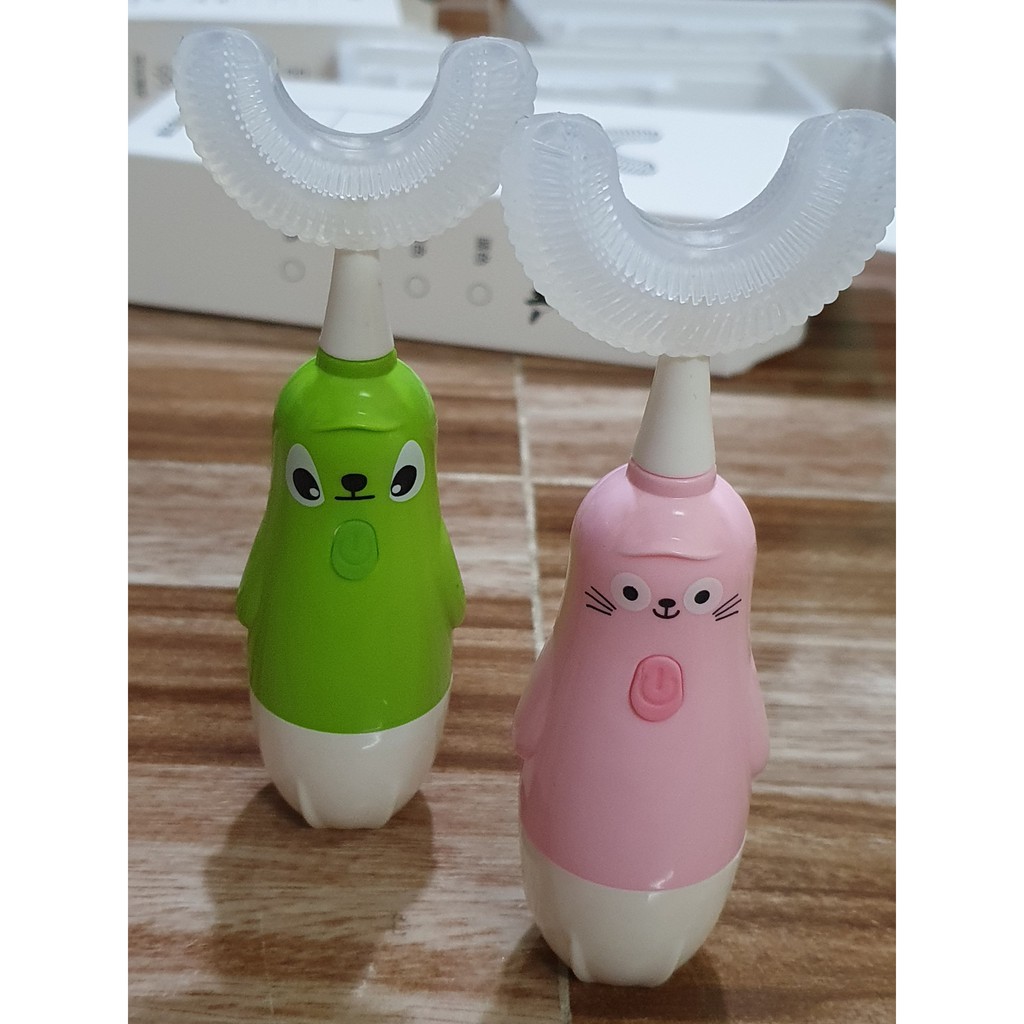 Bàn chải đánh răng điện tử hình chữ U trẻ em - Bàn chải tập đánh răng cho bé HOẠT HÌNH ngộ nghĩnh