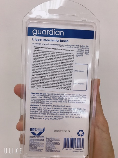 Bàn chải kẽ răng dáng chữ L