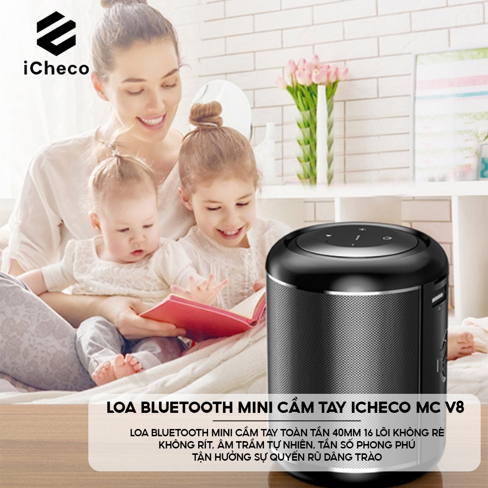 Loa bluetooth mini cầm tay ICHECO LB02 chống nước điều khiển bằng giọng nói âm trầm