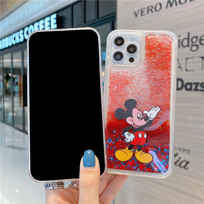 Ốp Điện Thoại Dẻo Họa Tiết Hoạt Hình Cô Gái Xinh Đẹp Kèm Quicksand Cho iPhone 13 Pro MAX 12 11 Pro MAX XS MAX XR X 6 7+8 Plus
