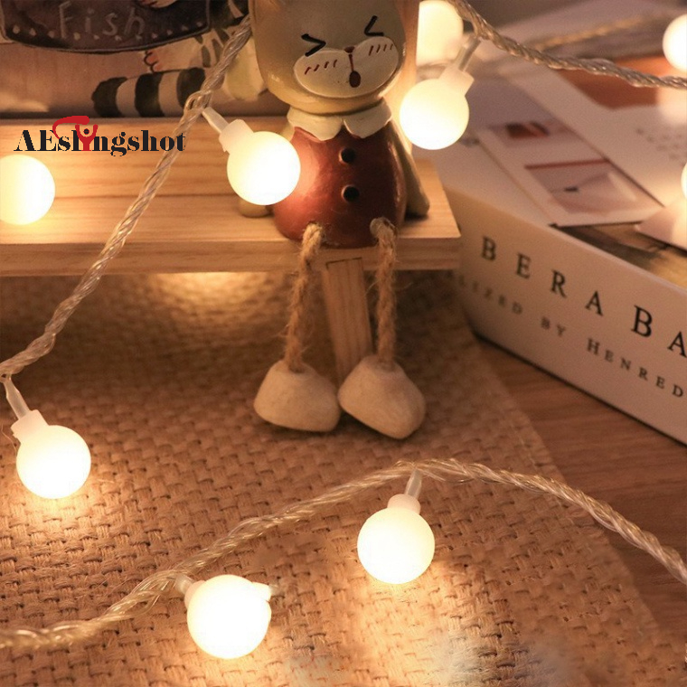 Đèn LED trang trí dây bóng tròn vàng ấm không nháy dùng pin tiện lợi, dùng đi du lịch cắm trại dã ngoại tiện lợi-DCP7