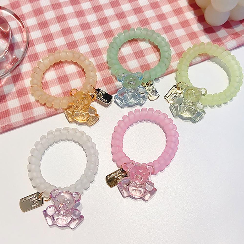 Dây Cột Tóc Co Giãn Đính Hình Gấu Dễ Thương Bằng Nhựa Resin 15H Dành Cho Bạn Gái