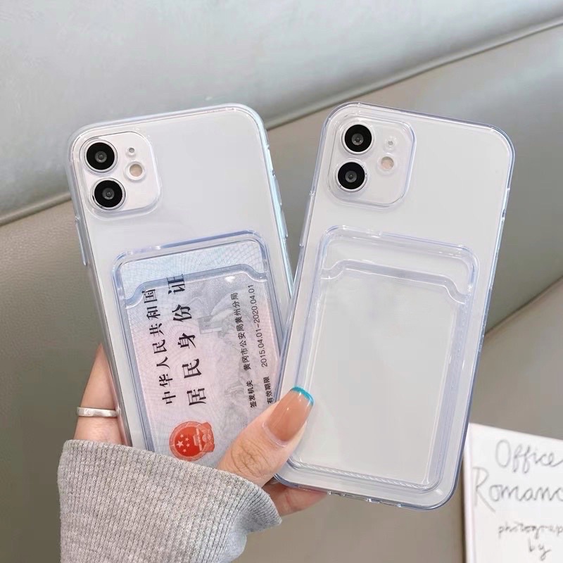 Ốp ngăn đựng thẻ trong suốt cho IP 7/8Plus/ X/ Xsmax/11/1Pro/11ProMax/12/12Pro/12ProMax