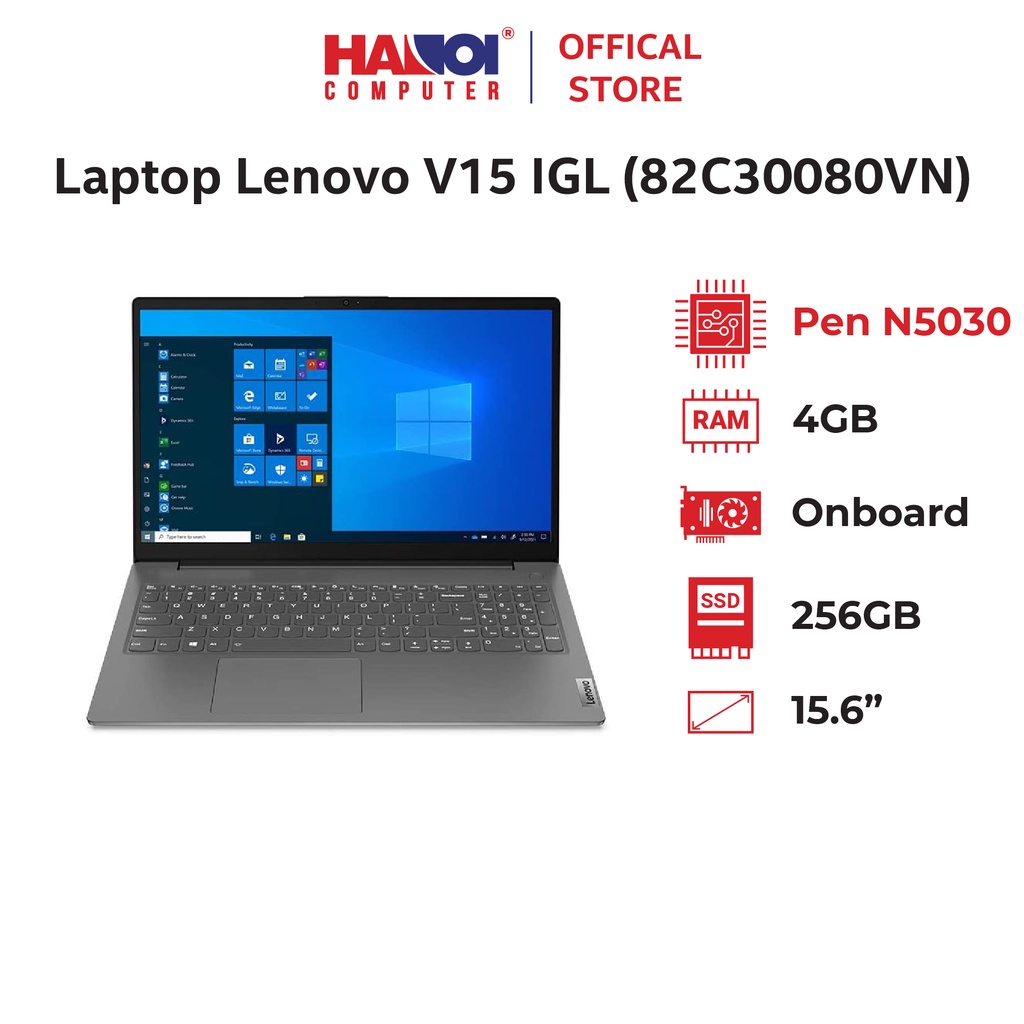 Laptop Lenovo V15 IGL (82C30080VN) (Pen N5030/4GB RAM/256GB SSD/15.6 HD/Dos/Xám)