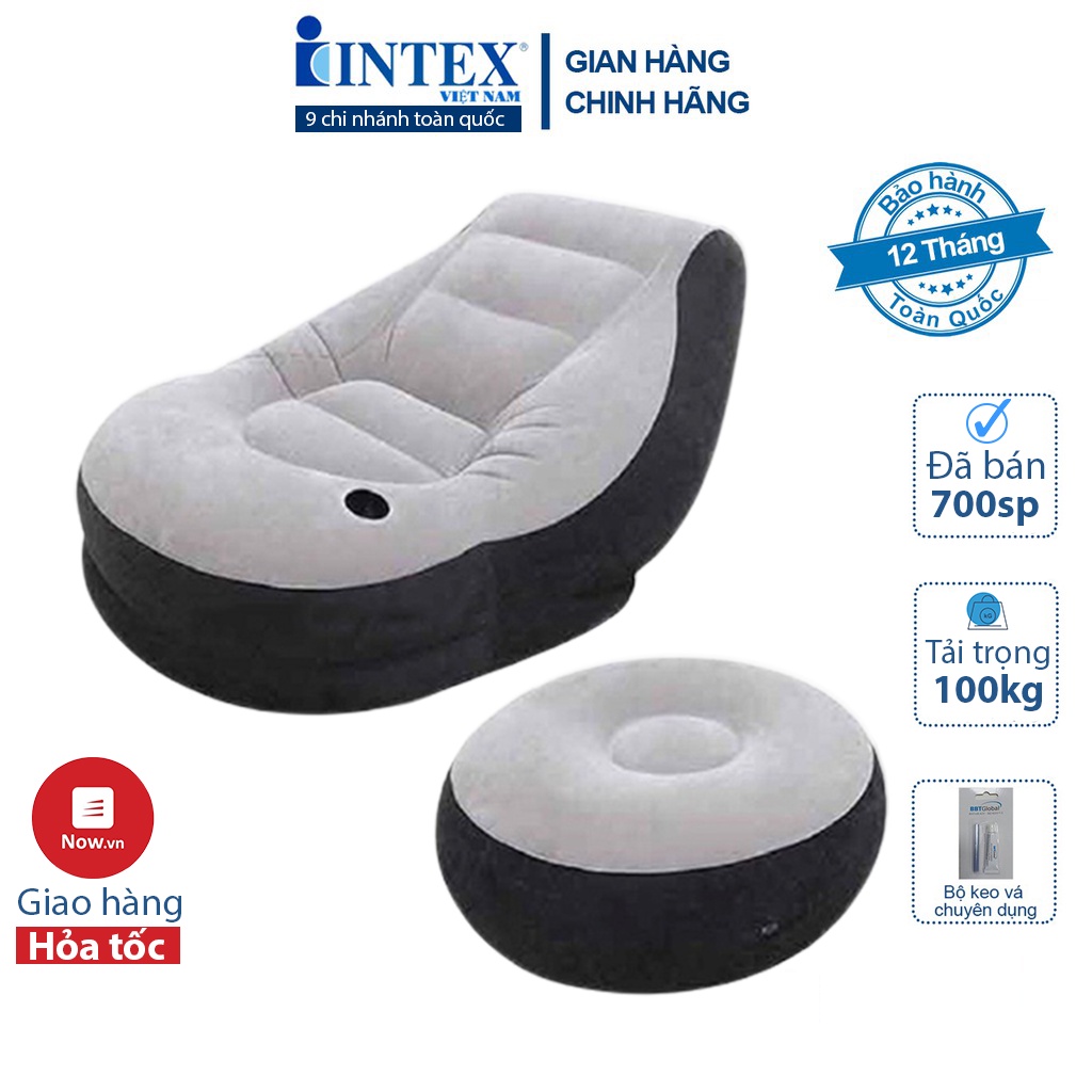 Ghế Hơi Tựa Lưng Intex 68564, bảo hành 12 tháng, phủ nhung cao cấp, giúp giảm ...