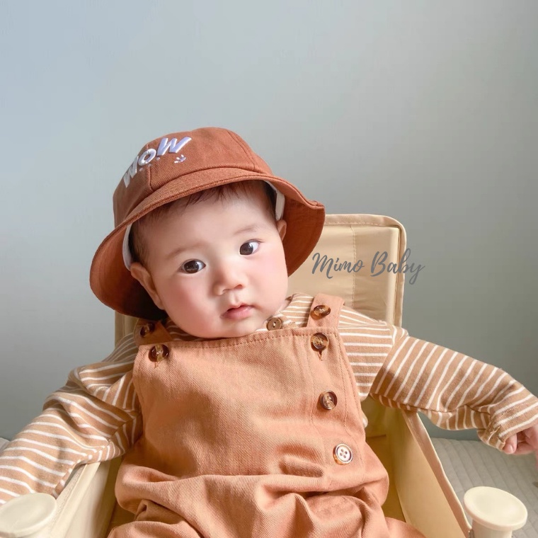 Mũ nón tai bèo, mũ bucket họa tiết chữ WOW dễ thương cho bé MH134 Mimo Baby