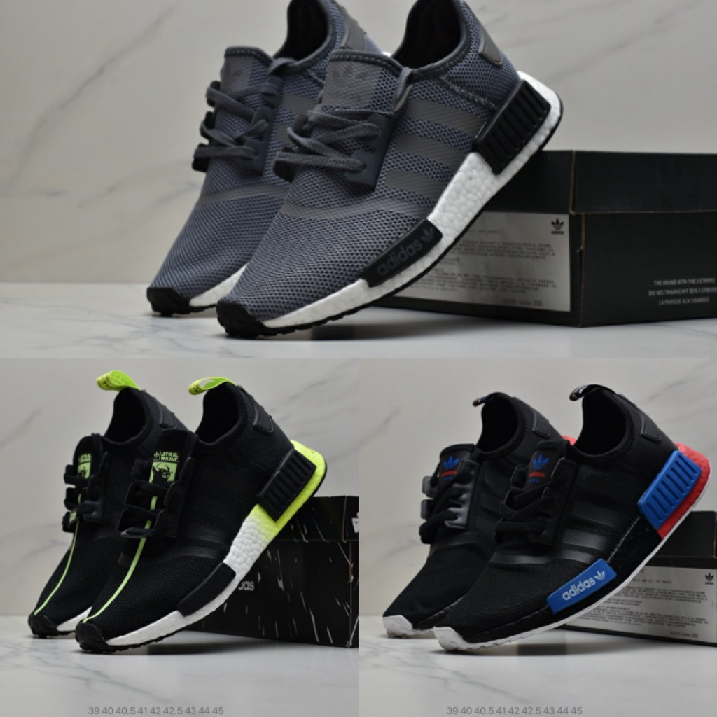 Genuine Adidas NMD R1 Primeknit Triple Black B42087 Men Running Sports Shoes JED262-KJR 0419