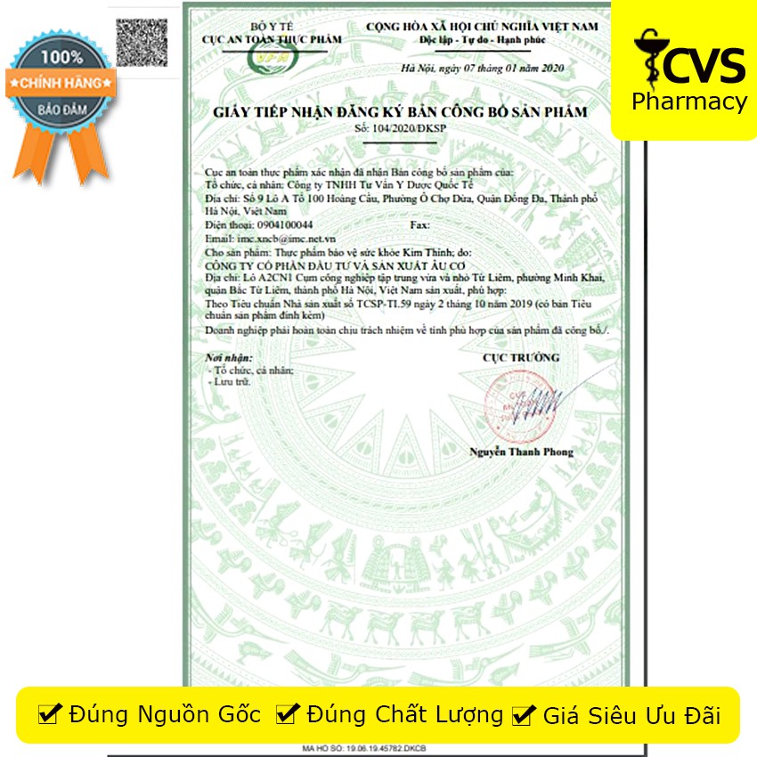Kim Thính (Hộp 180 viên) - Giúp Tăng Cường Thính Lực  CVSpharmacy