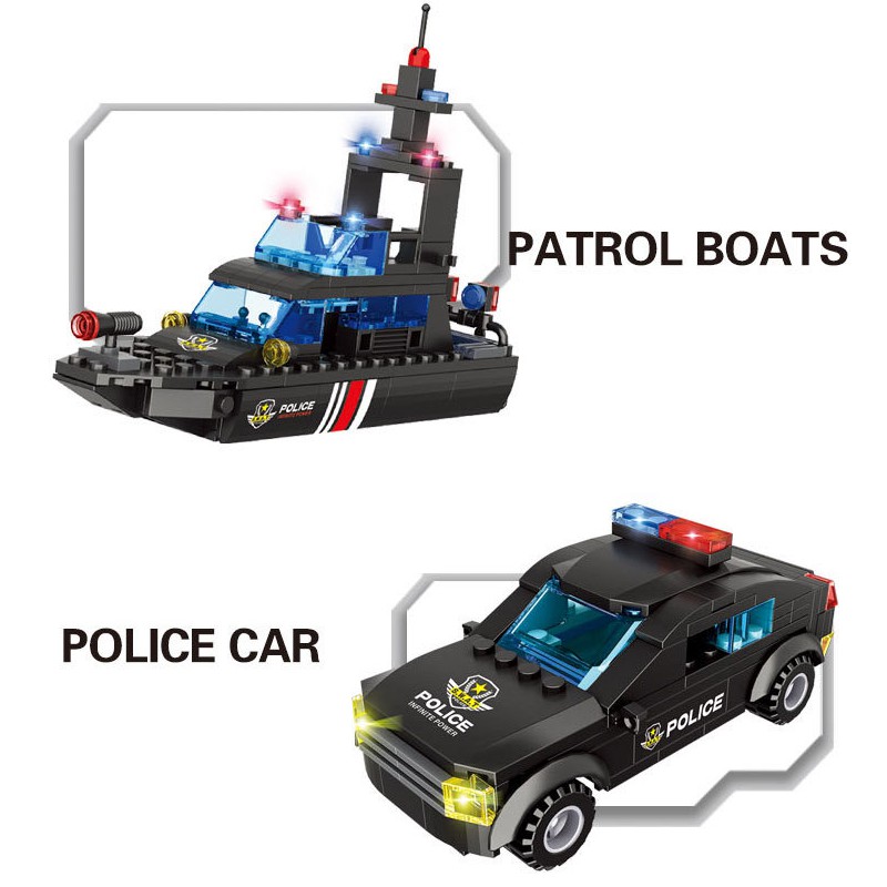 Bộ lắp ghép lego cảnh sát mô hình ô tô máy bay trực thăng 1095 chi tiết bằng nhựa cao cấp đồ chơi trẻ em