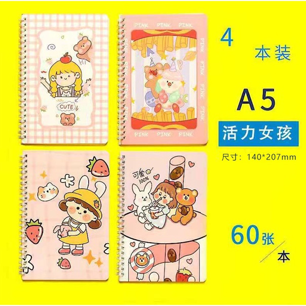 Sổ lò xo sổ tay A5 A7 - vở kẻ ngang 160,120,60 trang cute được chọn mẫu