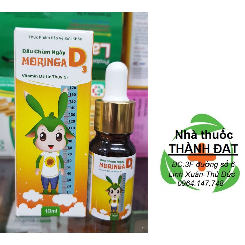 dầu chùm ngây moringa D3 +K2 phòng ngừa thiếu hụt vitamin D cho trẻ chai 10ml