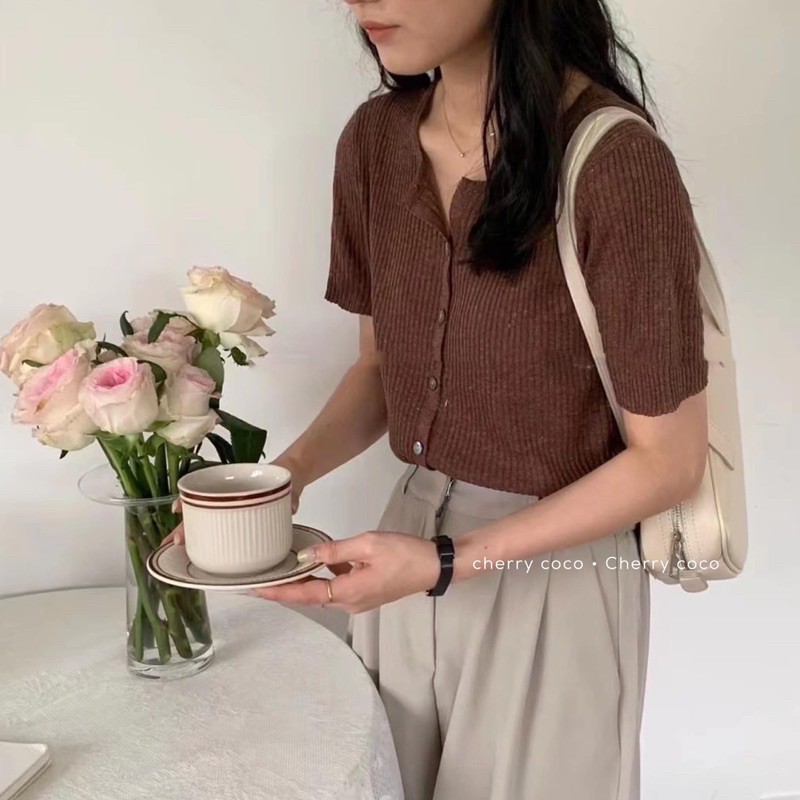 Áo len dệt kim dáng mở cúc 52606 CHERRY COCO | BigBuy360 - bigbuy360.vn