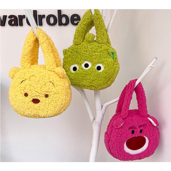 Túi Xách Lông Cừu Nhật Bản Hình Gấu Dâu Tây Mới Cho Nữ