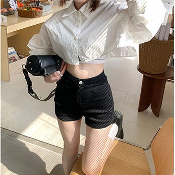 Quần Short Denim Lưng Cao Thời Trang Mùa Hè Cho Nữ