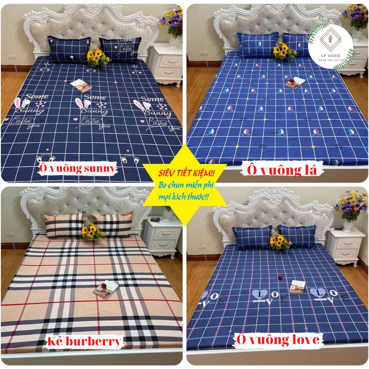 Bộ 3 món ga gối cotton poly sản xuất tại Việt Nam cao cấp siêu bền - Ga bo chun mọi kích thước