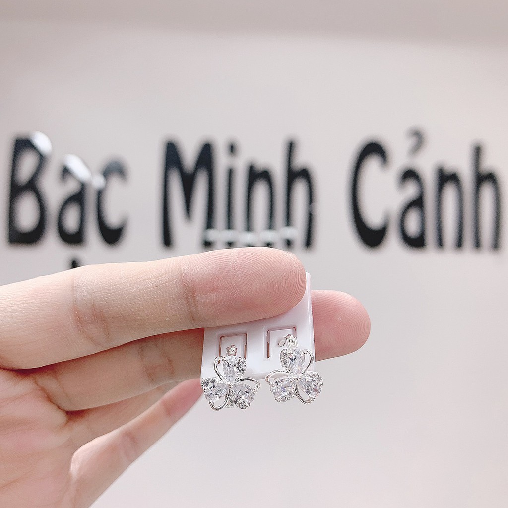 Bông Tai Bạc Bấm 3 Đá - Minh Canh Jewelry